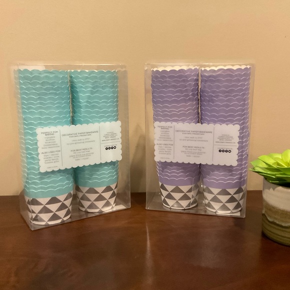 2 New Packages of Baking Cups - Turquoise & Purple With Silver - Picture 1 of 4